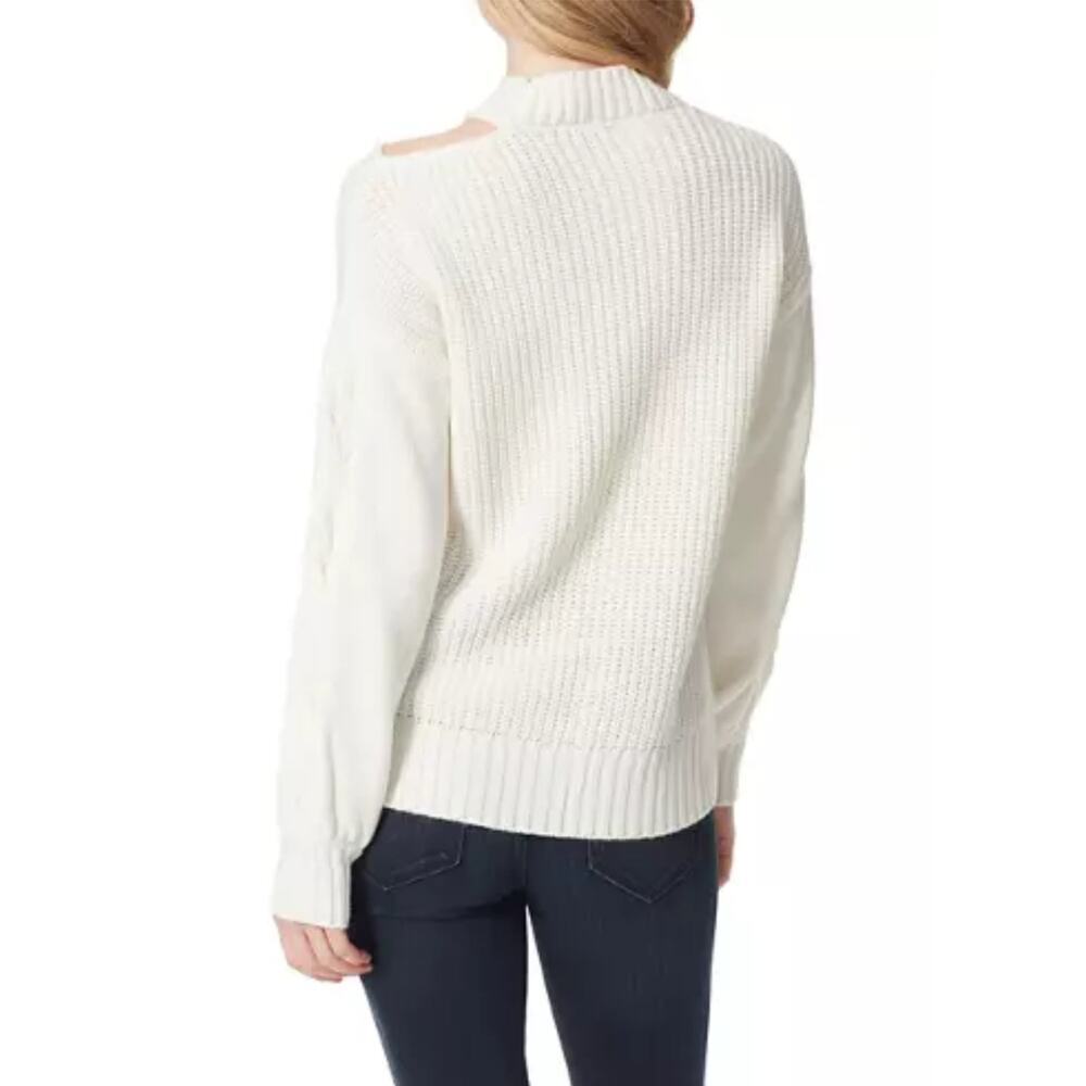 NWT Jessica Simpson Women's Long Sleeve Cut Out Shoulder Pullover Sweater - Picture 3 of 5